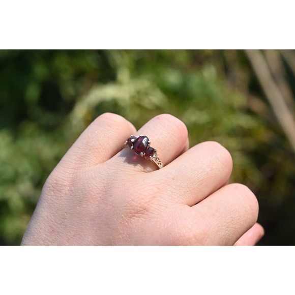Raw Garnet Engagement Ring, Anniversary gift Sterling Silver Size 3 4 5 … - Picture 1 of 3